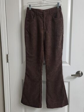 Nasty Gal Chocolate Brown Corduroy Pants Size 4 NWT High Waisted Flared